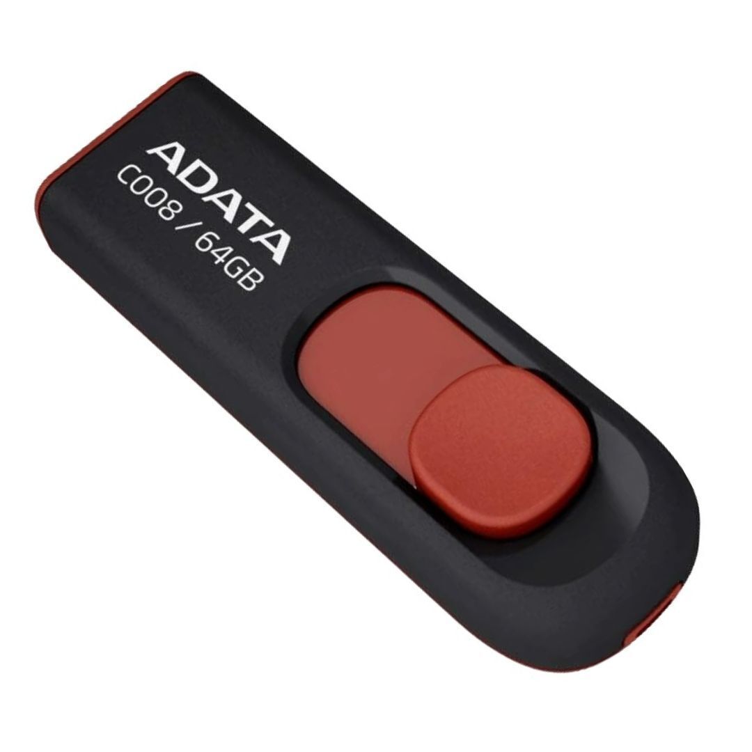 ADATA 64GB USB 2.0 Retractable Capless Flash Drive Red