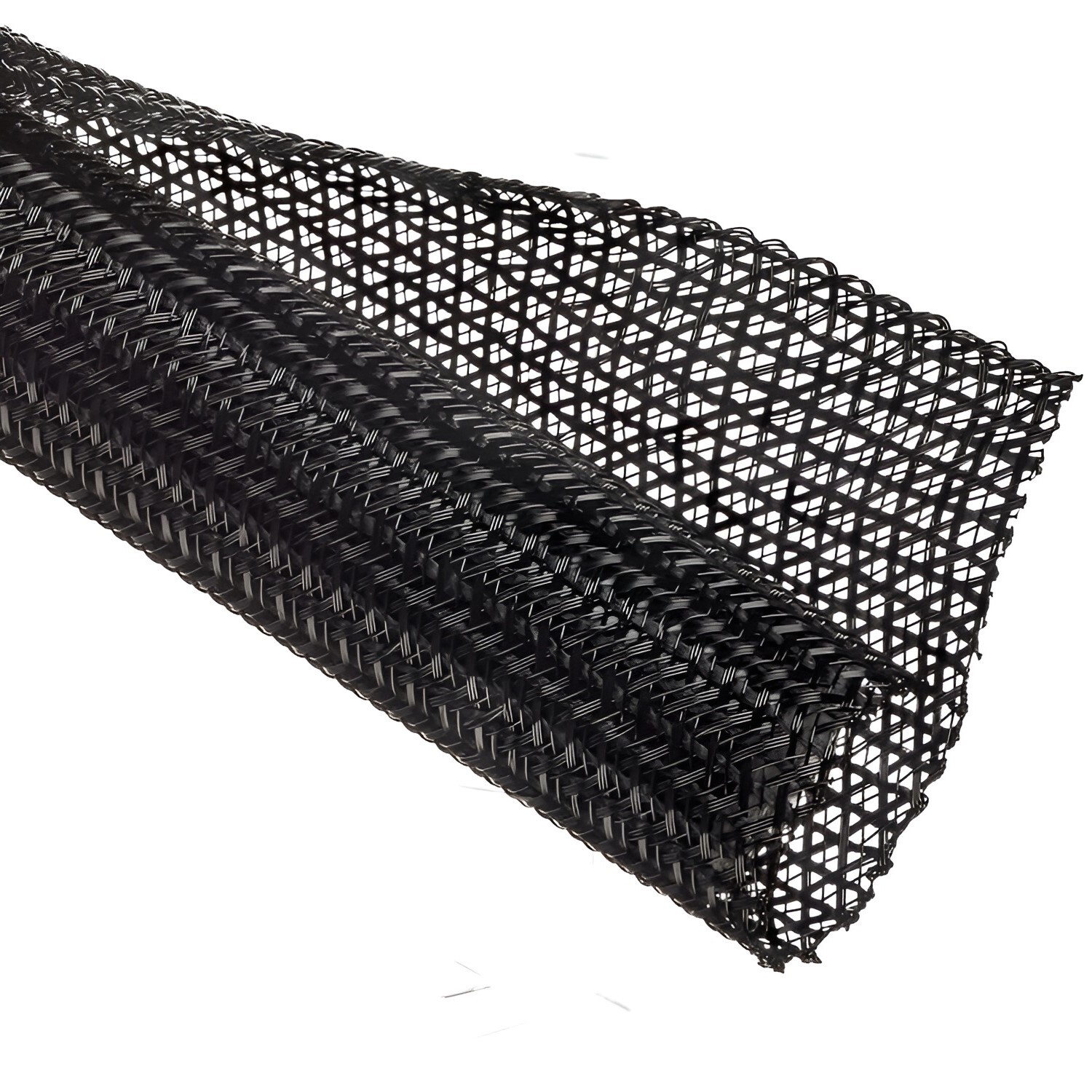 F6N1.25BK 1.25" Black Split Braided Cable Sleeving , Split Loom , Wrap ,USA