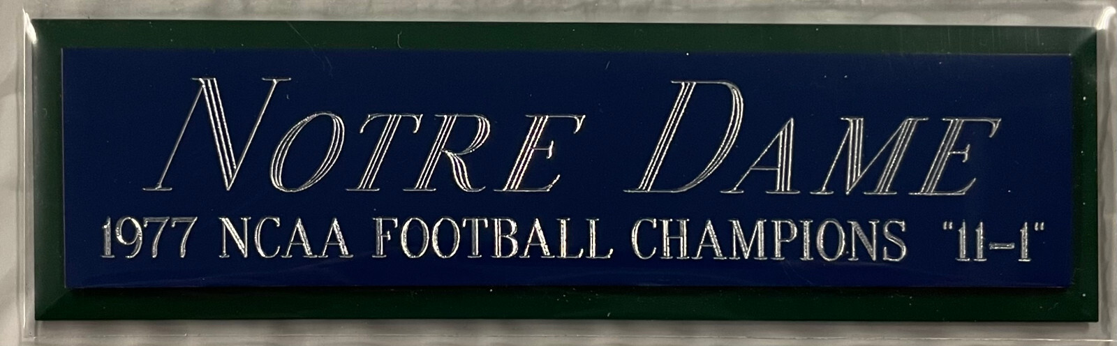 1977 NOTRE DAME FIGHTING IRISH NAMEPLATE FOR Signed Football HELMET PHOTO JERSEY