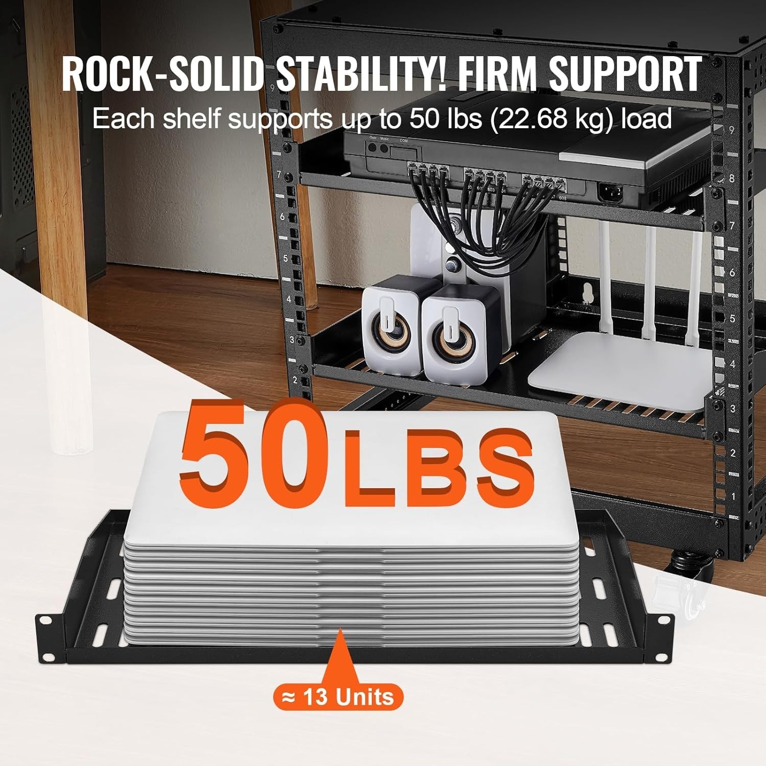 Vented 1U Server Rack Shelf - 2PCS, Ideal for Organizing 19" Network Equipment