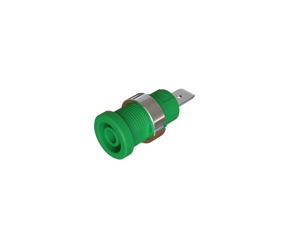 Cal Test CT4397-02-5 - 4mm Sheathed Jack, 6.4mm Quick-Connect, Panel, UL, Green