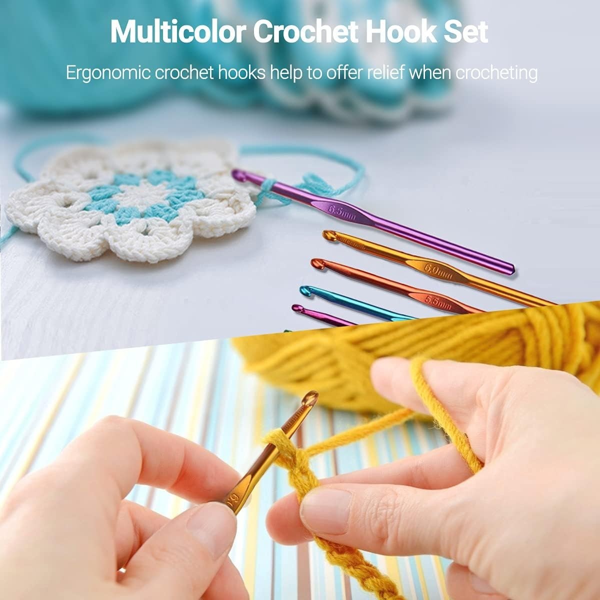 100-Piece Ergonomic Crochet Hook Set with Knitting Tools for All Skill Levels