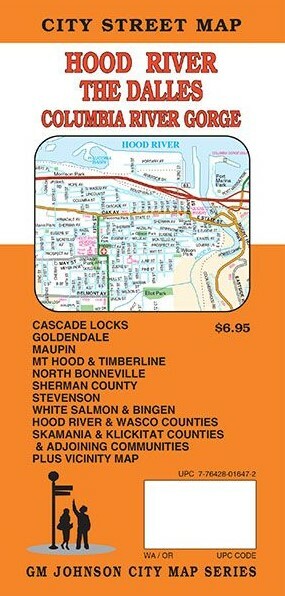 City Street Map of Hood River, The Dalles, & Columbia River Gorge, OR, by GMJ Ma