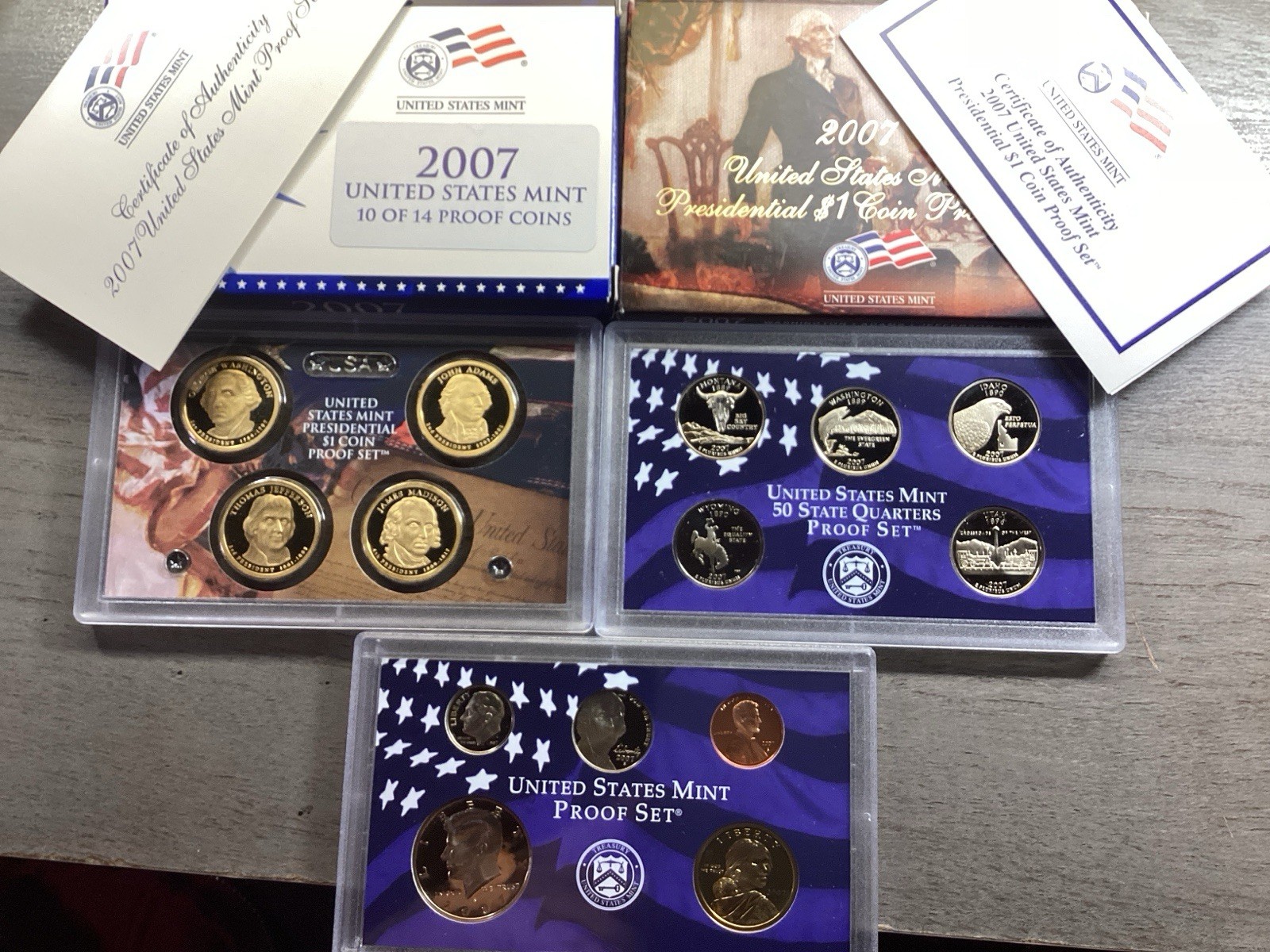 2007 Proof Set CN-Clad  Kennedy Presidential & Quarters OGP 14 coins 120625 34tr