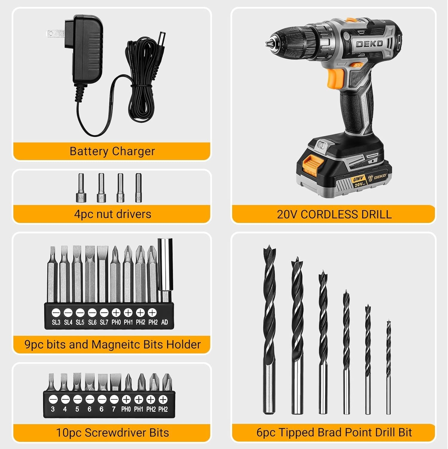 20V Cordless Power Drill Set with Battery & Charger – Perfect for DIY Projects