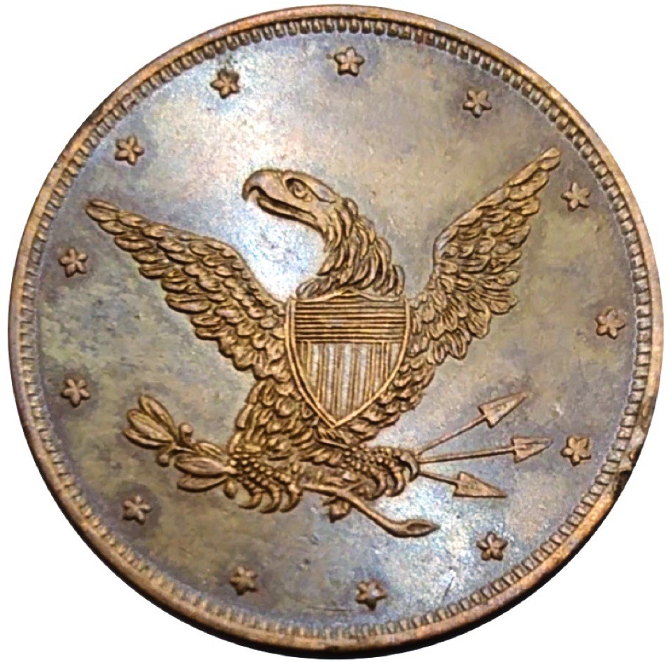 (1850's) New York City NY-913b (R-6) Daguerrian T P D Eagle Merchant Token