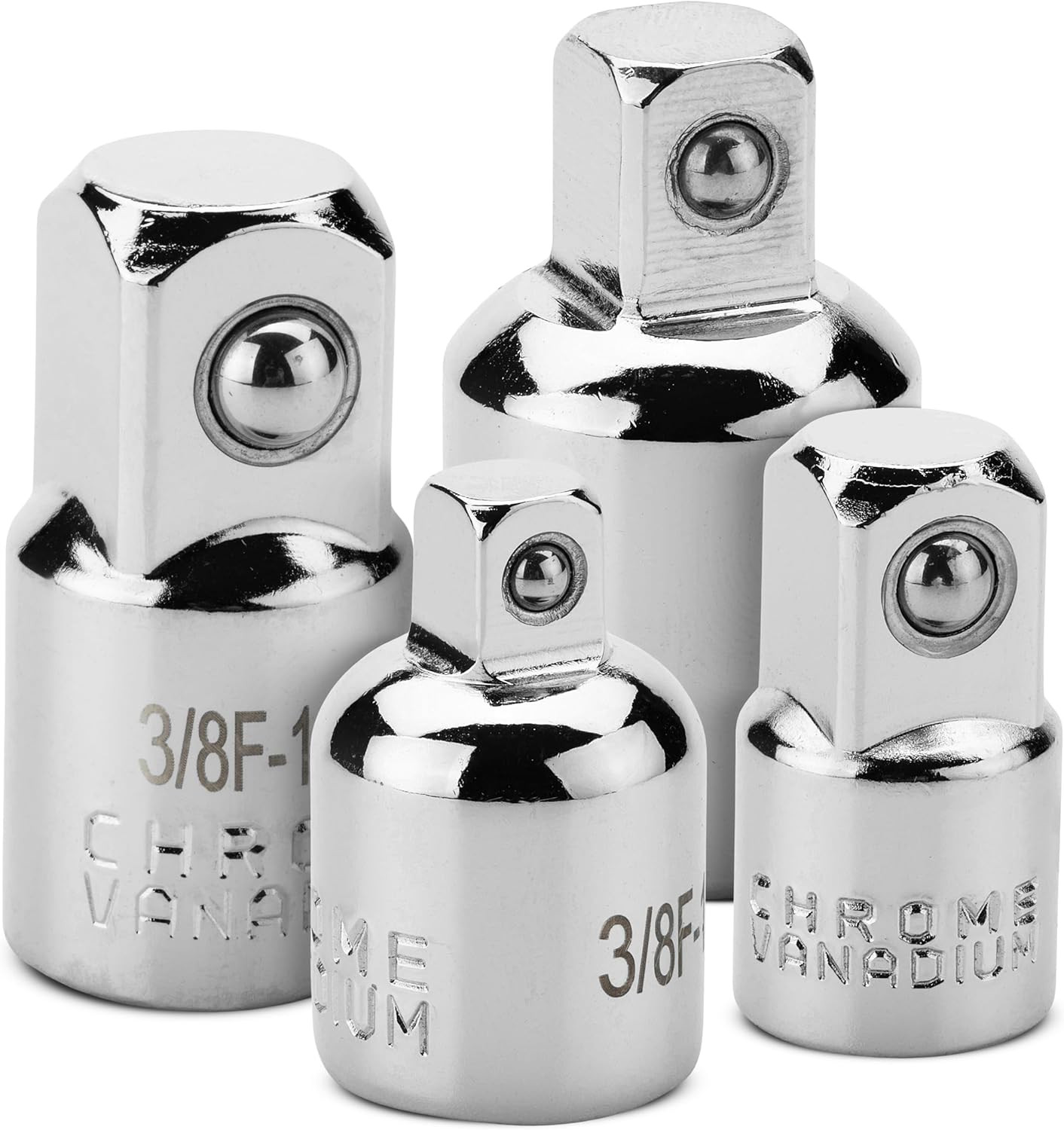 Bates Impact Socket Adapter and Reducer Set, 4 Pcs - 1/2 to 3/8, 3/8 to 1/4 Sock