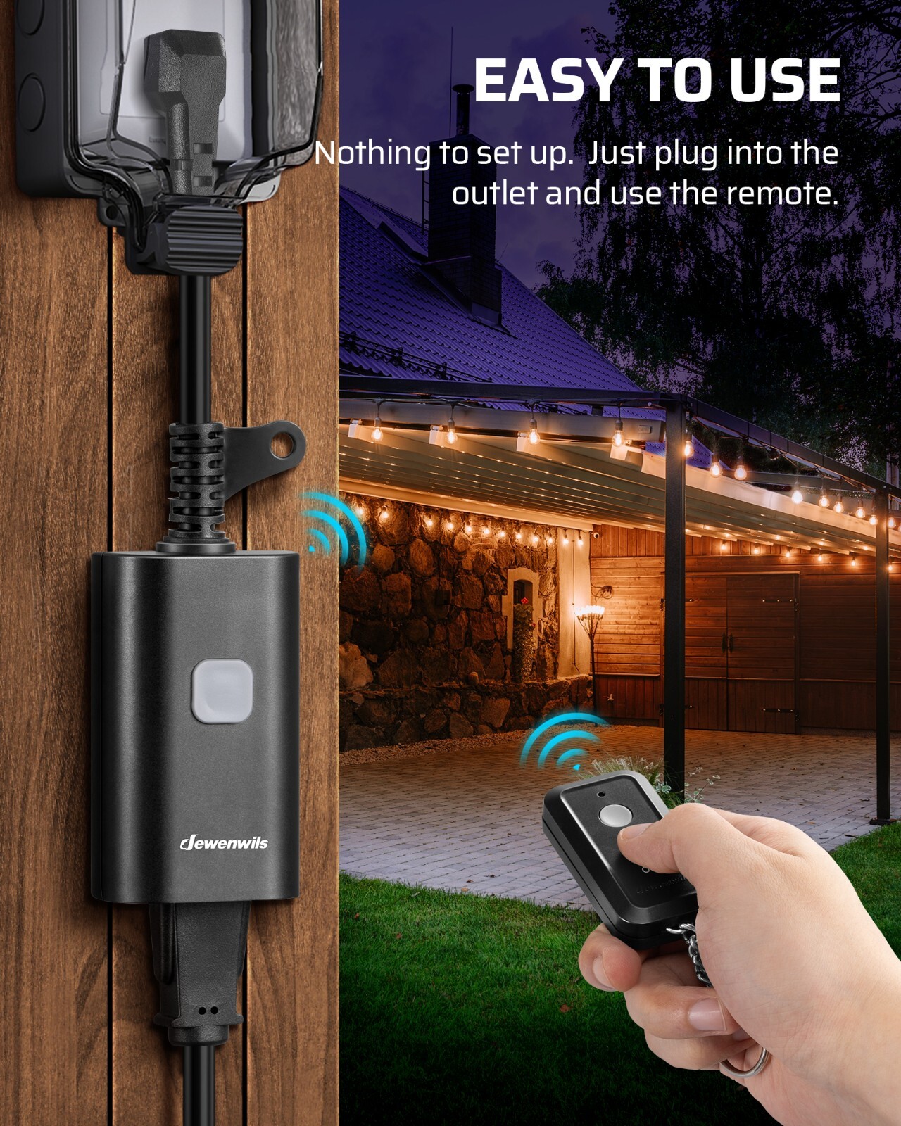 DEWENWILS Outdoor Remote Control Outlet, 2 Remote Controls+1 Outlet, FCC Listed