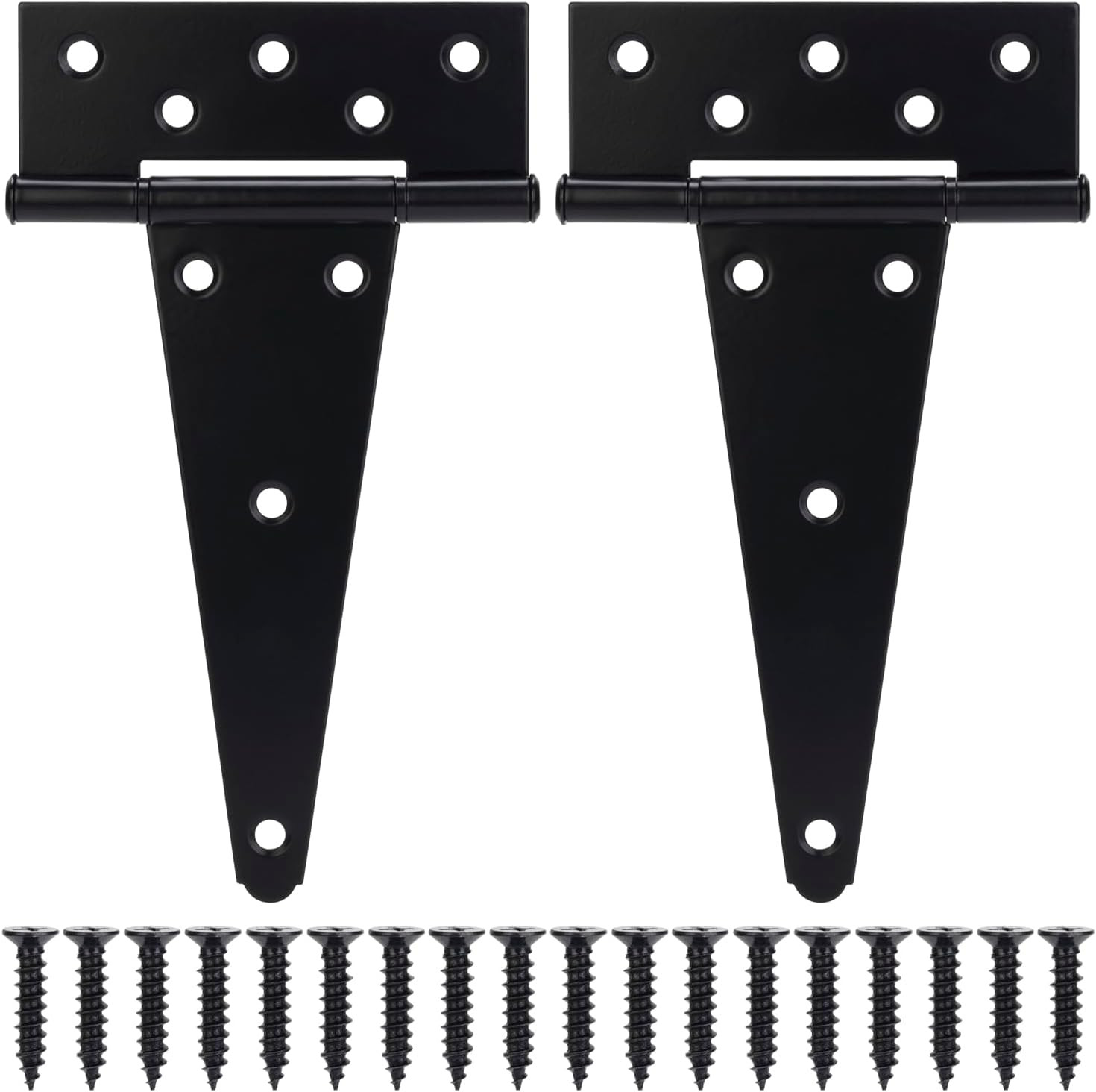 8 Inch T-Strap Gate Hinges, Shed Barn Door Hinges Heavy Duty, Black Tee Hinges f