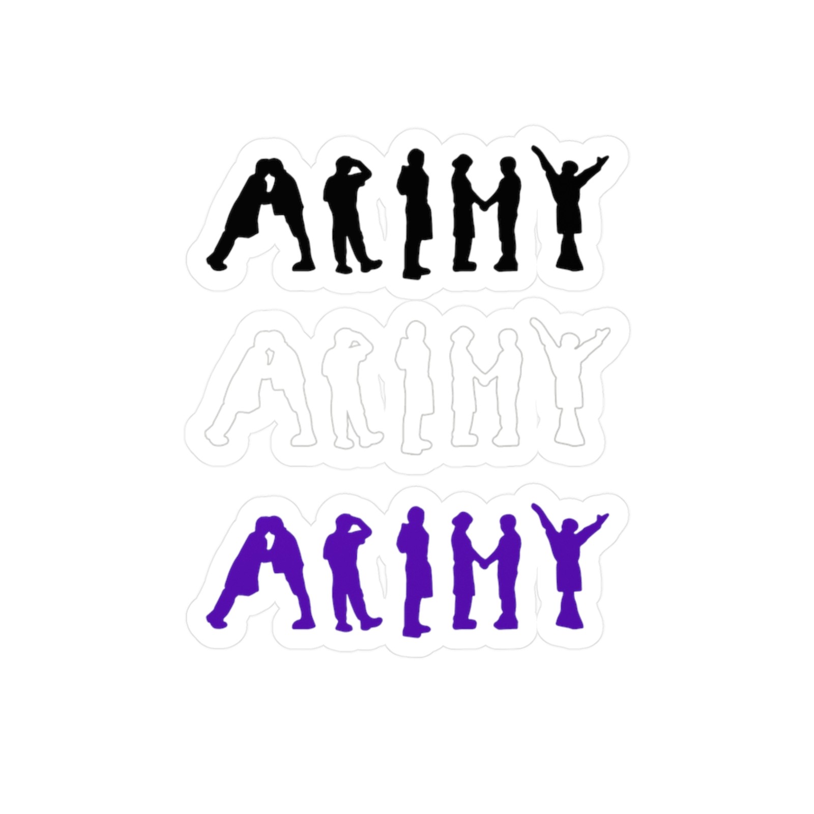 BTS ARMY Silhouette  Vinyl Decals, Fun Stickers Water, UV and Scratch Resistant
