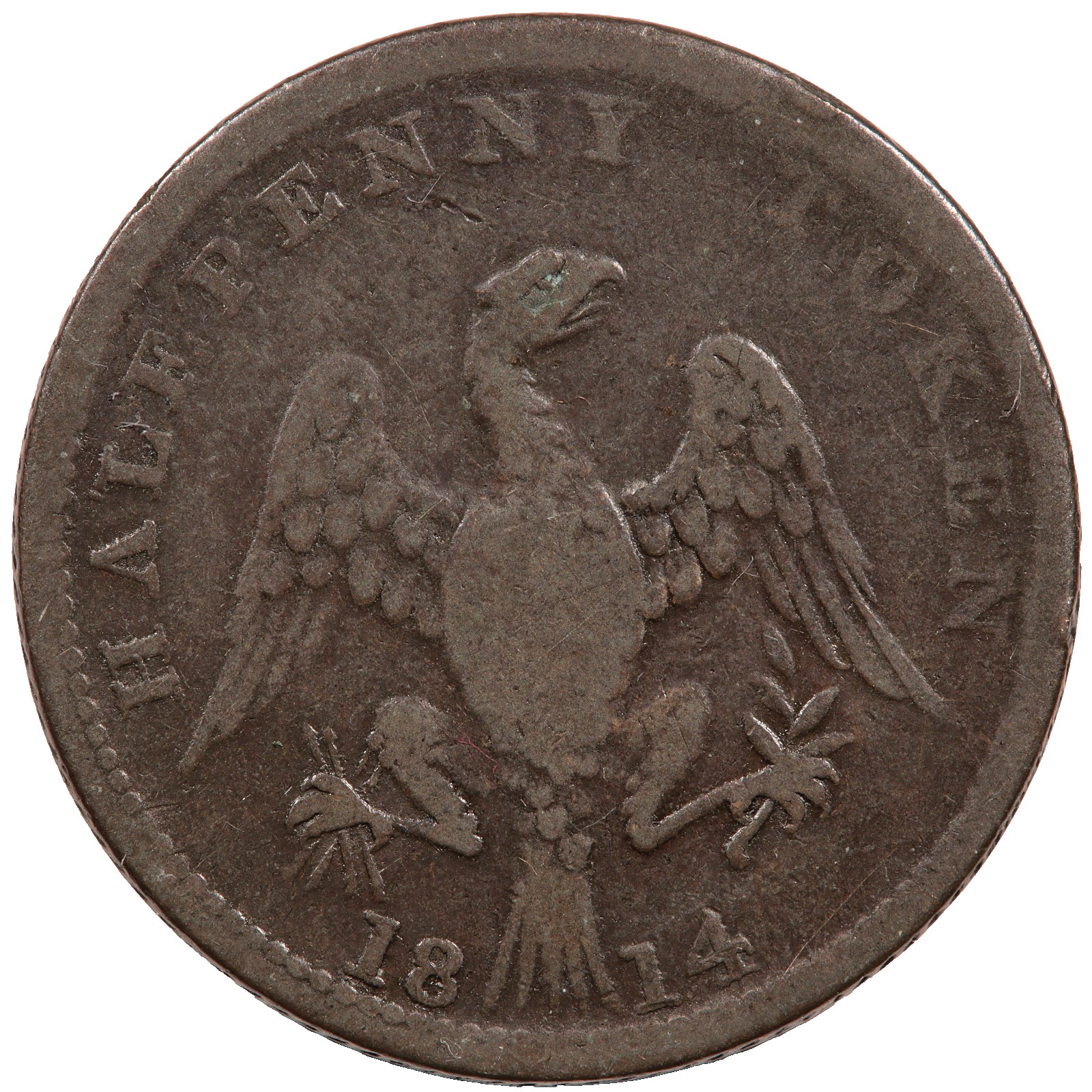 1814 LOWER CANADA SPREAD EAGLE HALFPENNY TOKEN