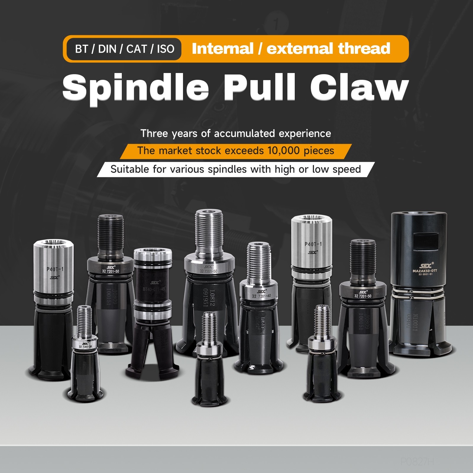 ISO20-OTT Internal Thread Spindle Pull Claw Spindle Gripper 4 Petal Chrome