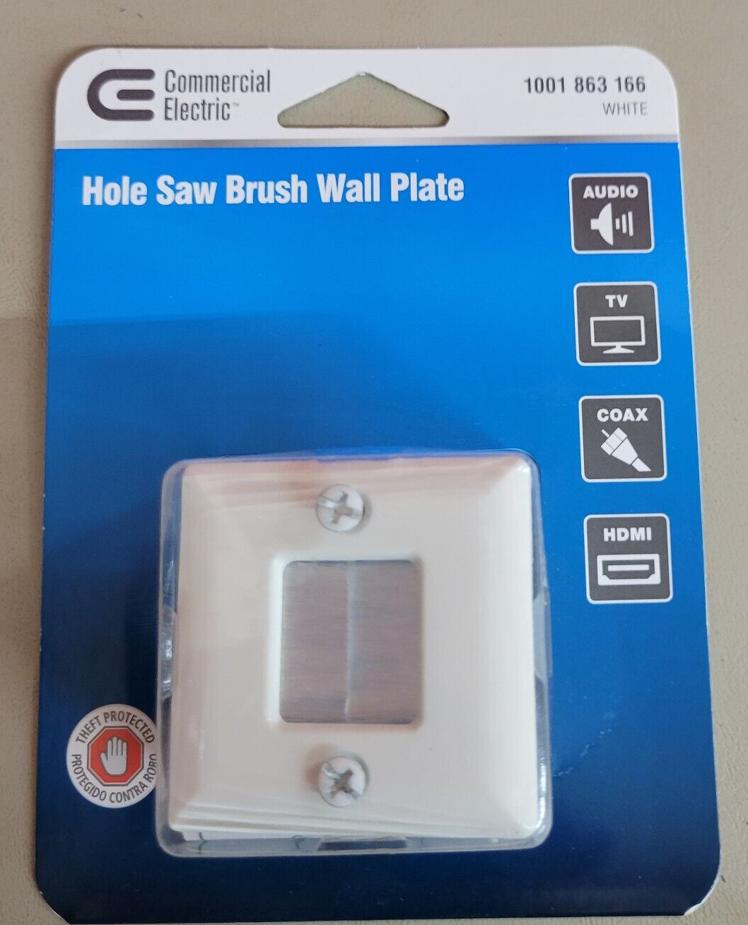Commercial Electric 1-Gang Hole Saw Brush Plate NEW NIB
