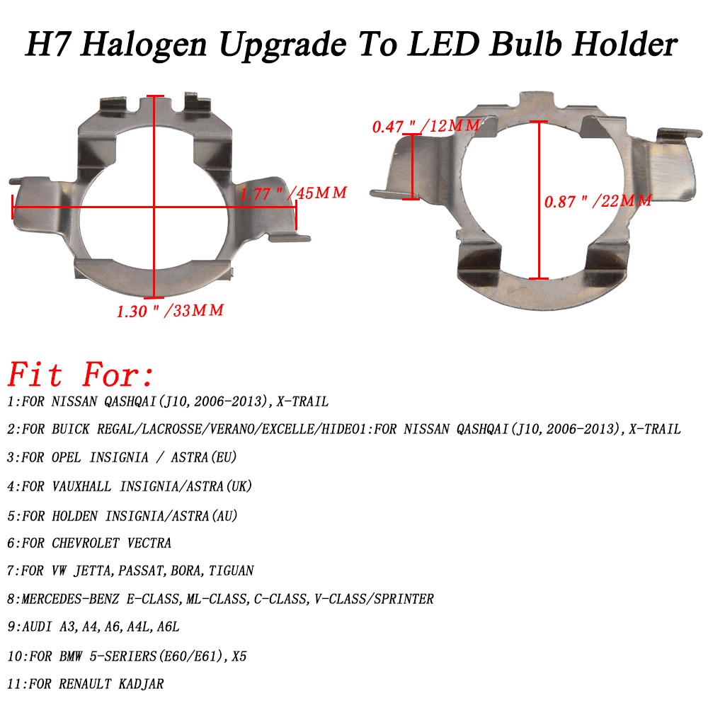 2x H7 LED Bulbs Adapter Special Socket Retainer Holder For Mercedes C E ML Class
