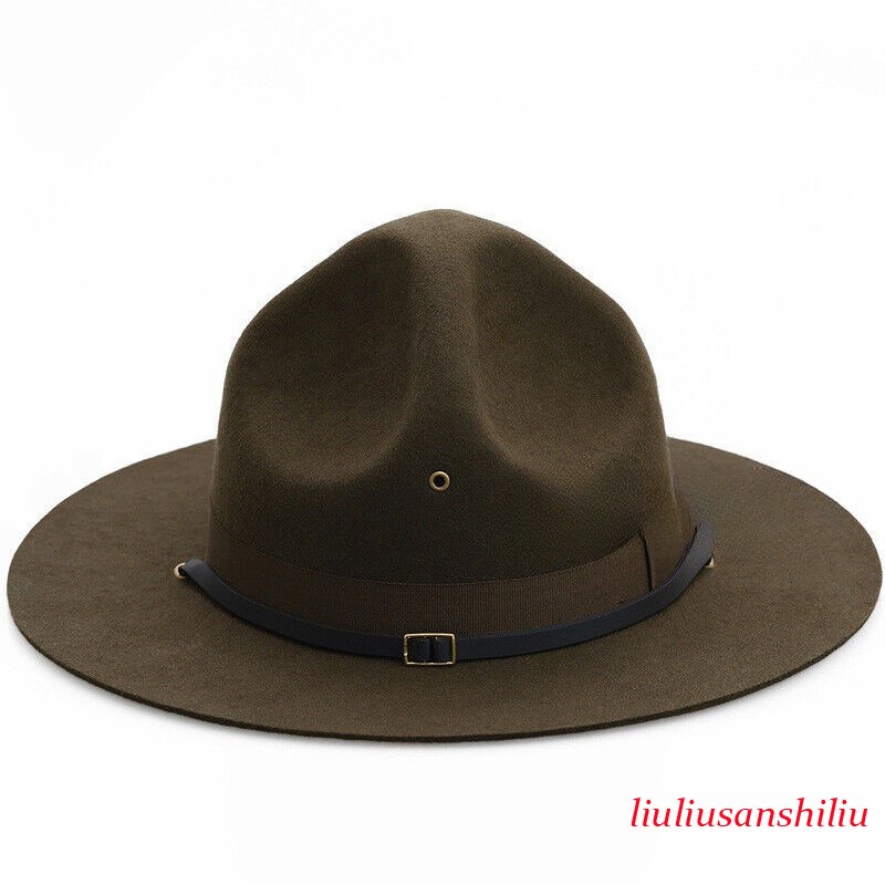 Military Campaign Hat Drill Sergeant Instructor Hat Mountie Ranger Hat 100%Wool