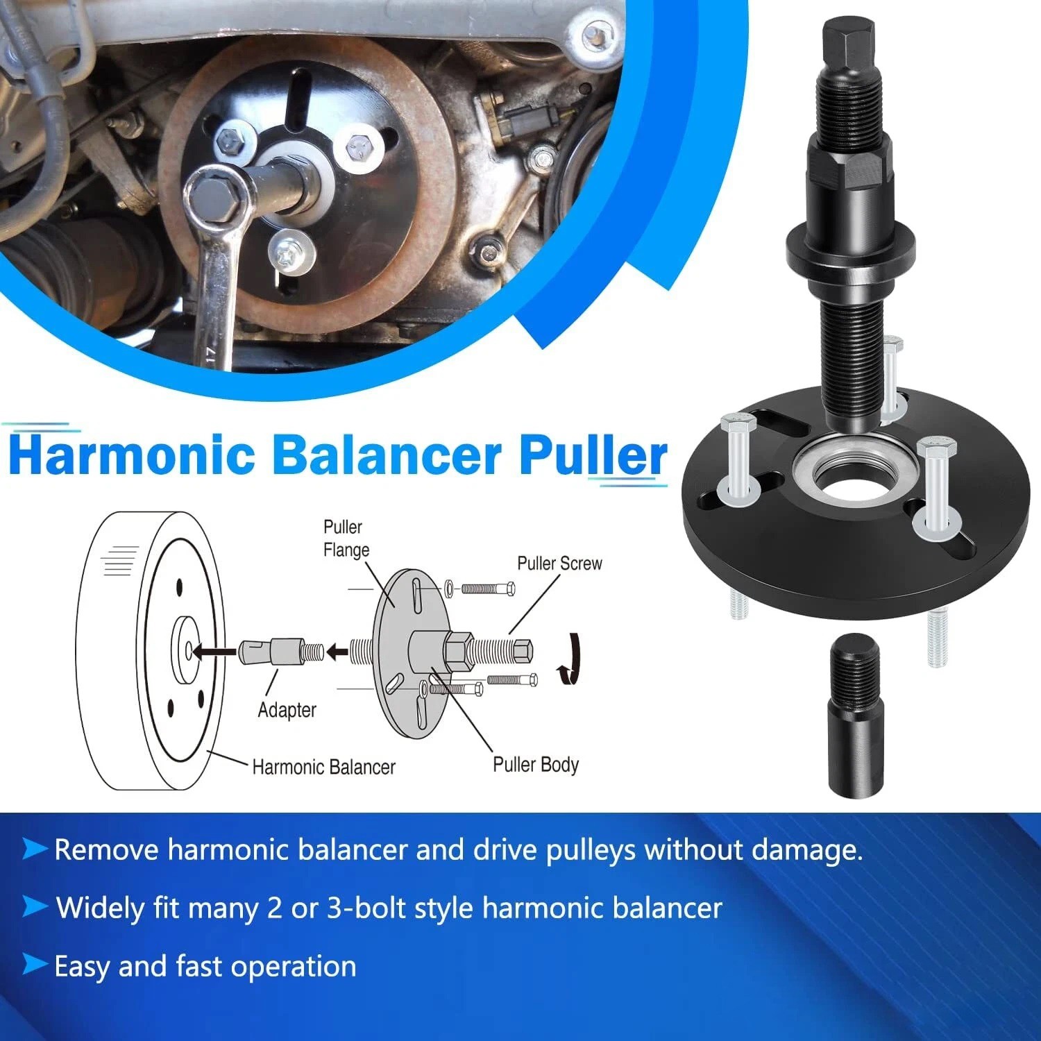 4531 Harmonic Balancer Puller +Installer Kit for Harmonic Balancer, Drive Pulley