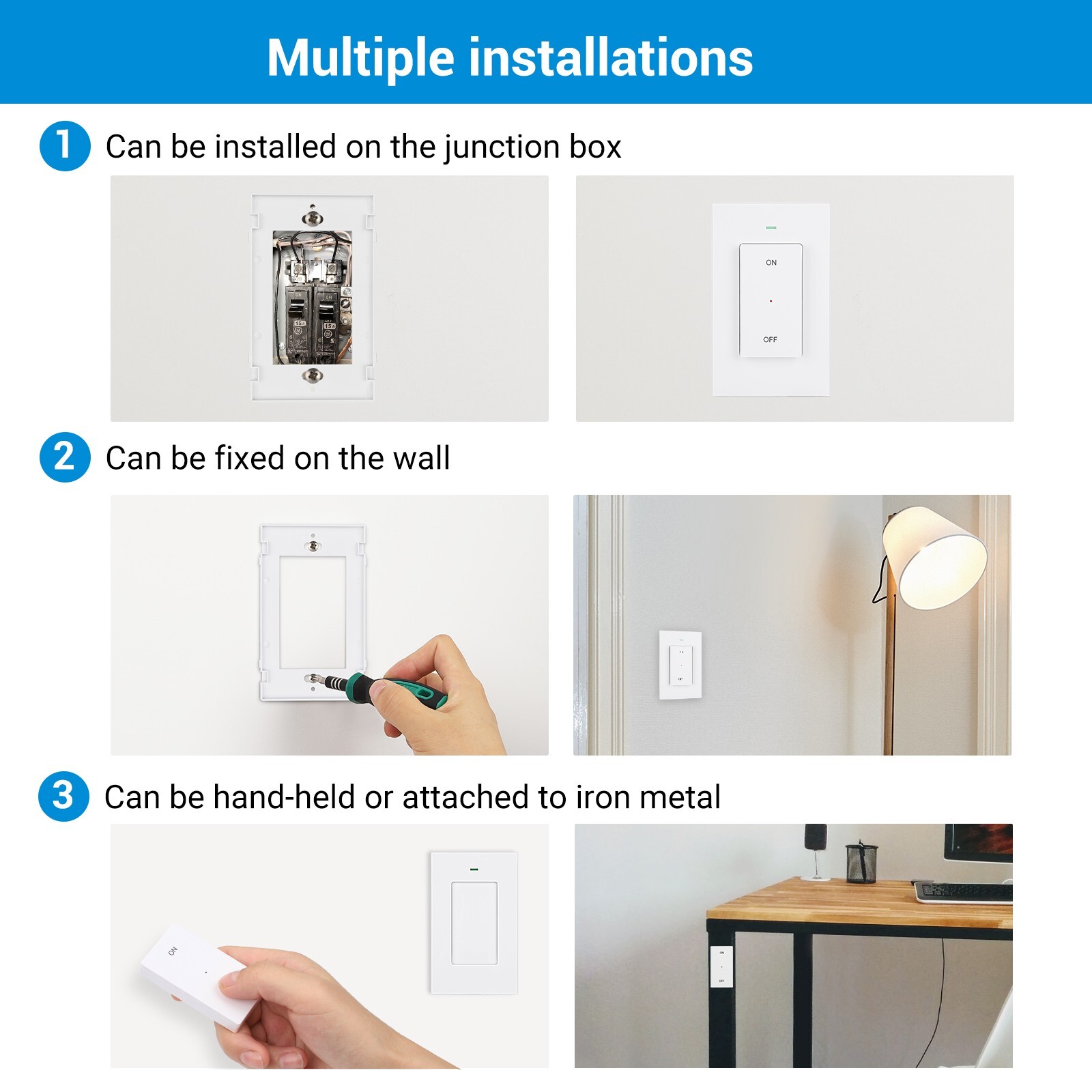 DEWENWILS Remote Control Outlet, Wireless Wall Light Switch 2 Side Outlets