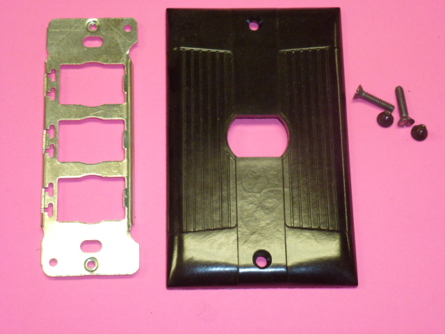 NOS! EAGLE INTERCHANGE SINGLE GANG BROWN RIBBED BAKELITE WALL PLATE, HORIZONTAL