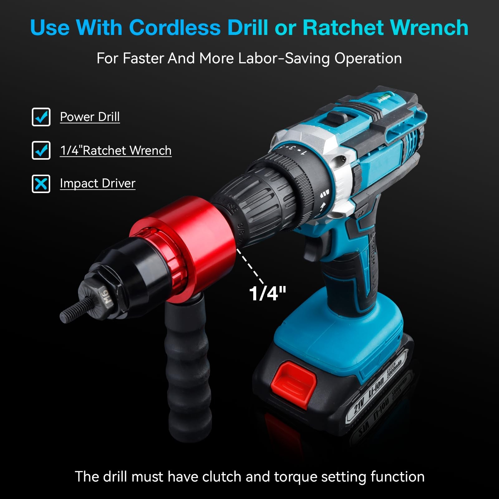 Rivet Nut Tool Adapter for Cordless Drills, Labor Saving Rivet Gun...