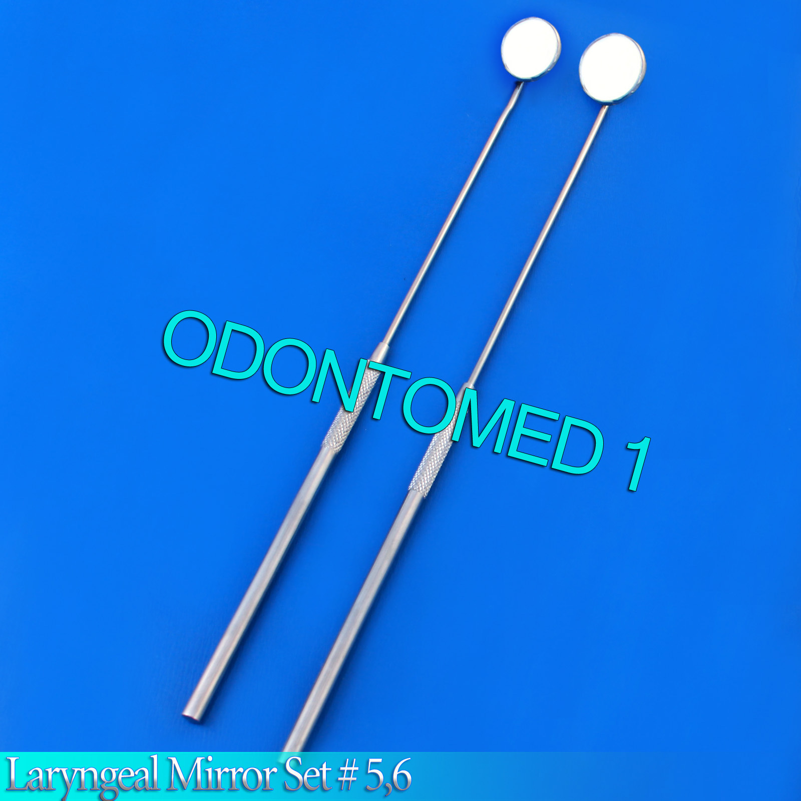 SET OF 2 LARYNGEAL BOILABLE HYGIENE DENTAL MIRRORS WITH HANDLE # 5,6