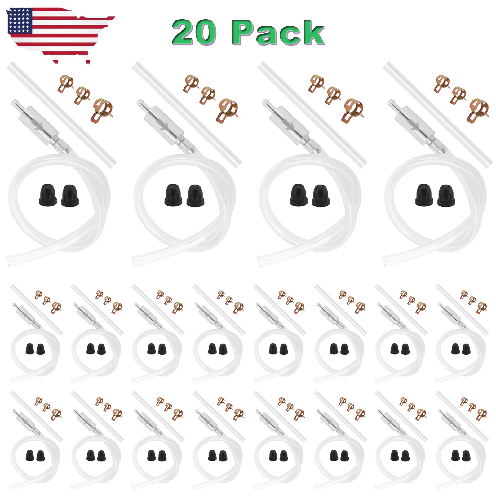 20 PCS Brake Bleeder Hose, One Way Check Valve Tube Bleeding Tool Kit Silver US