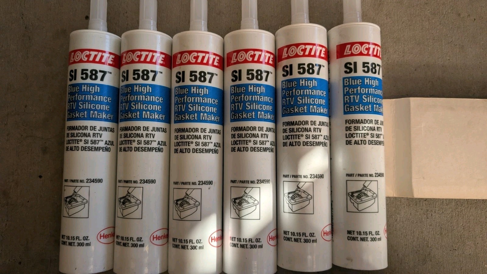 6 tubes of Loctite SI 587 Blue Gasket Maker 300ml/10.15OZ. Brand New!