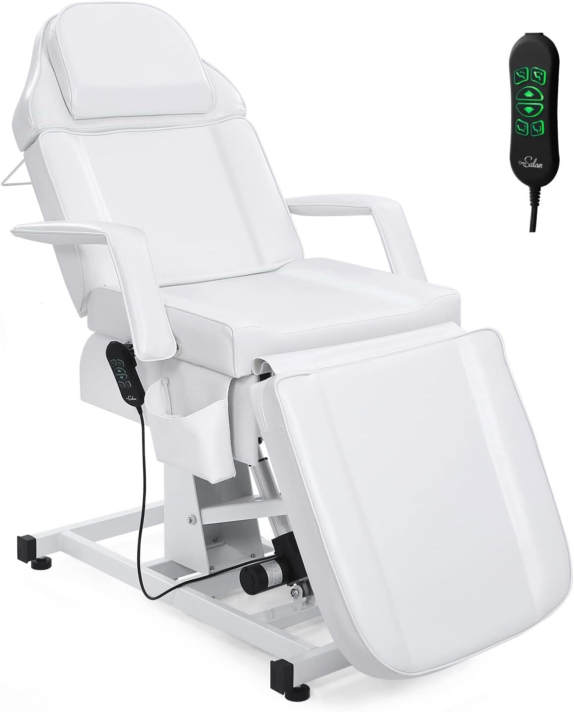 Fully Electric Salon Facial Bed Chair Height Backrest Footrest Adjustable White