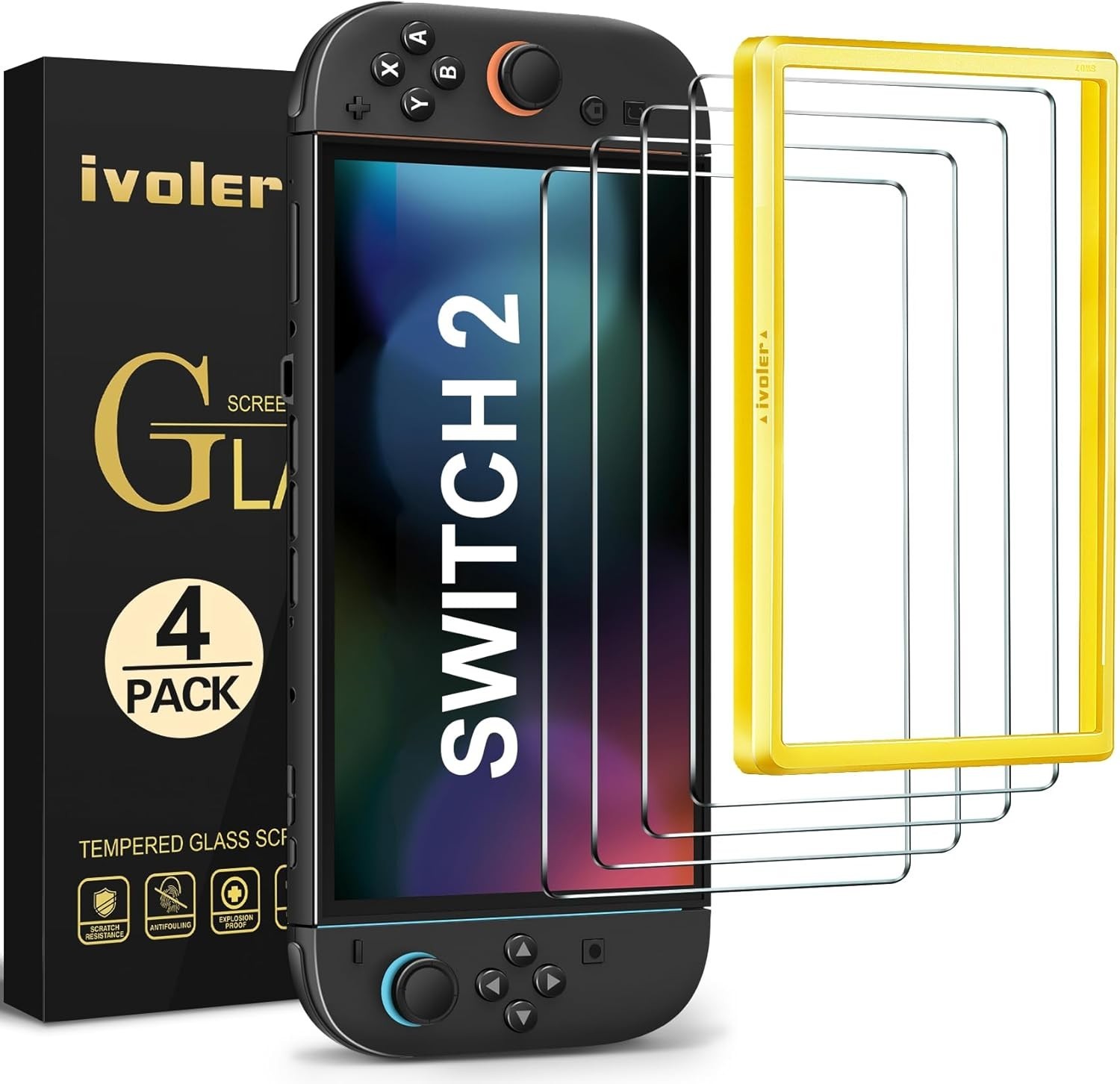 Touch Sensitive Screen Protector for Nintendo Switch 2 with Easy Install Frame