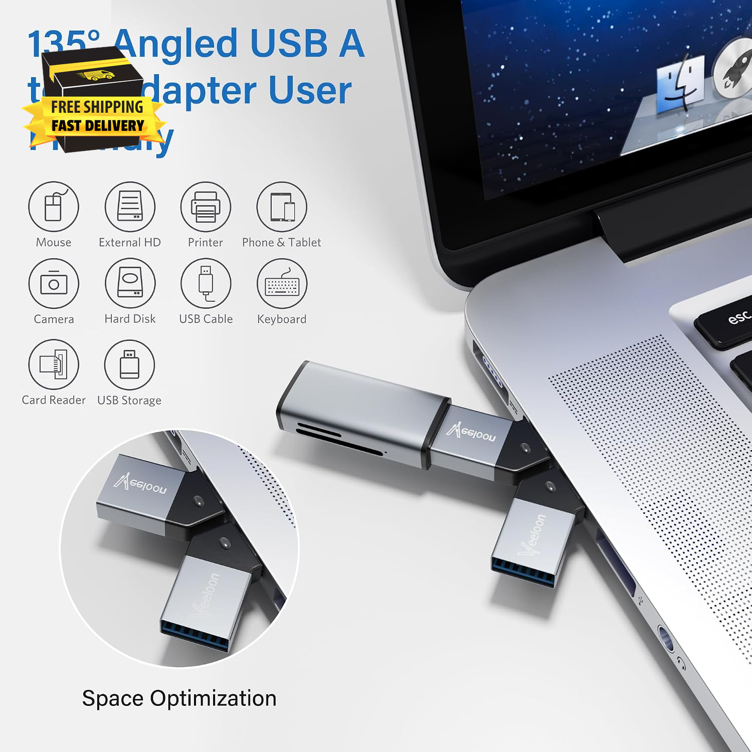 SD Card Reader for Macbook,Usb 3.0 Type C Micro SD Card Adapter with Angled USB