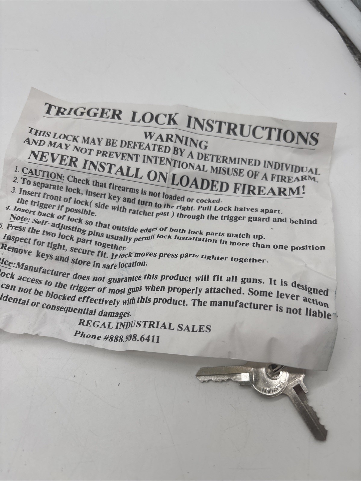 Regal Trigger Lock w/ 2 Keys Never Used
