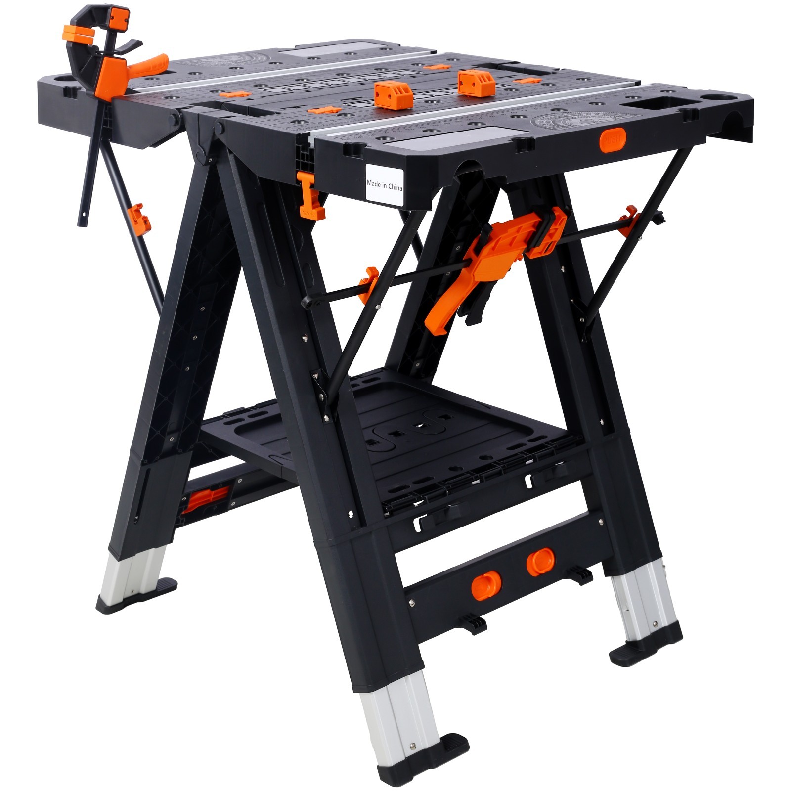 Portable Folding Work Table Sawhorse Workbench 2-in-1 Large Load Capacity