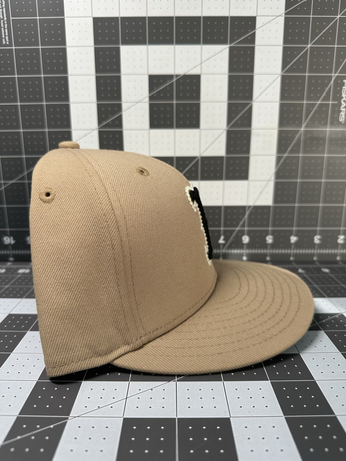 Boston Red Sox Fitted Hat 7 5/8 CUSTOM (beige)(camo bottom)