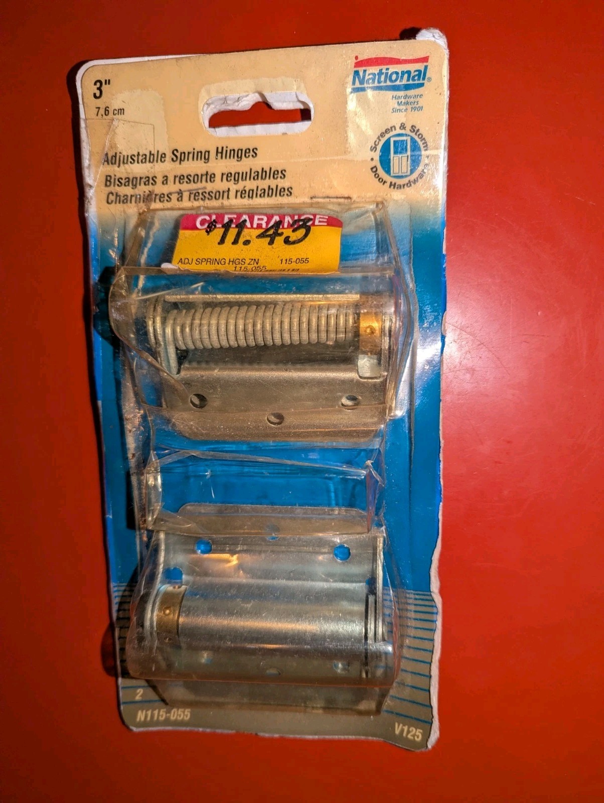 National Hardware N115-055 V125 Adjustable Spring Hinges 3" NEW opened package