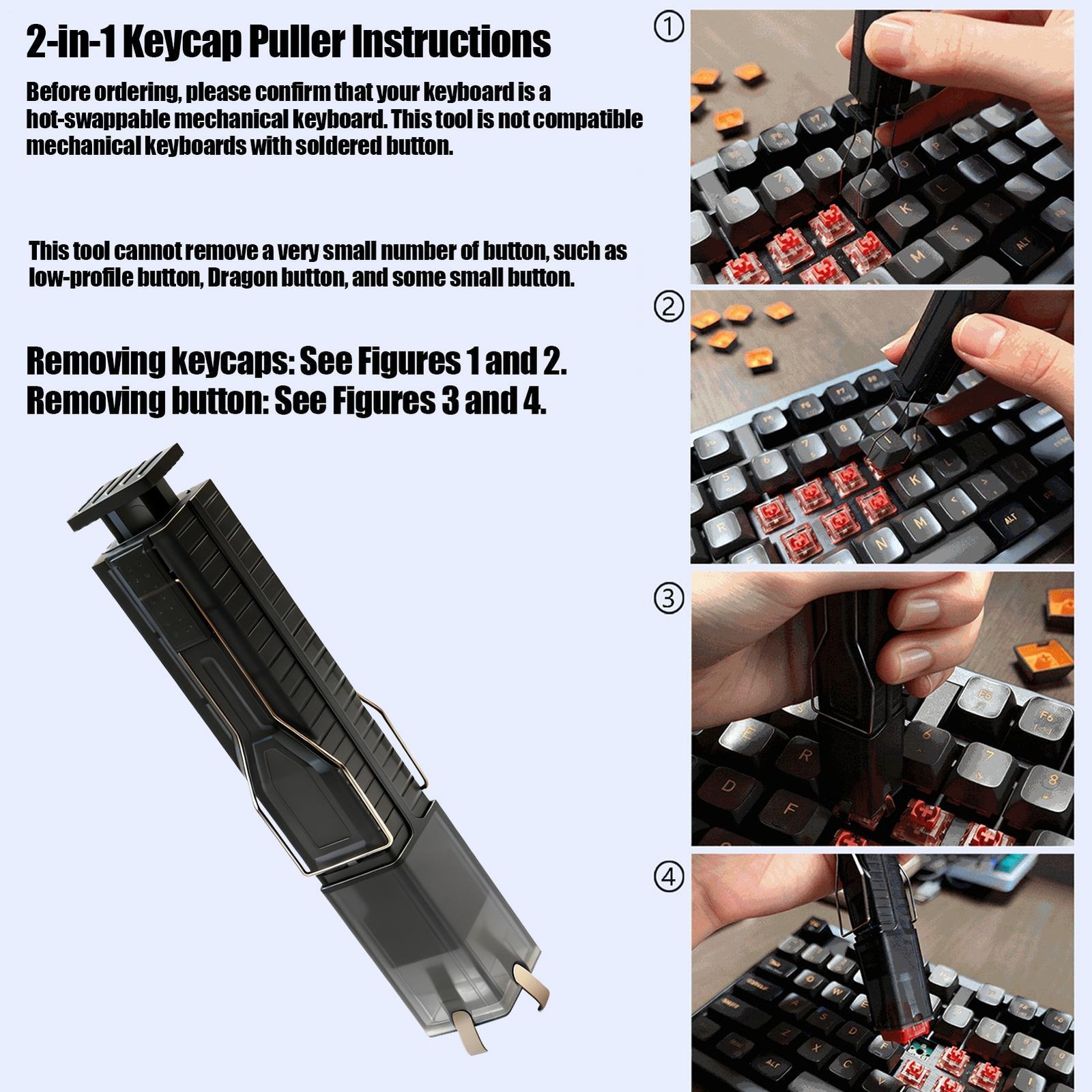 2-in-1 Switch Puller Keycap Puller Tool for Mechanical Keyboard Gaming DIY