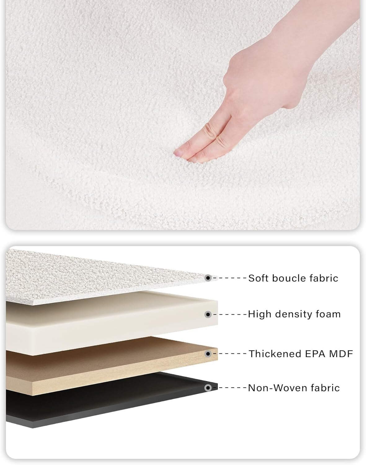 White Twenty TwoIn Round Sherpa Boucle Ottoman Tray