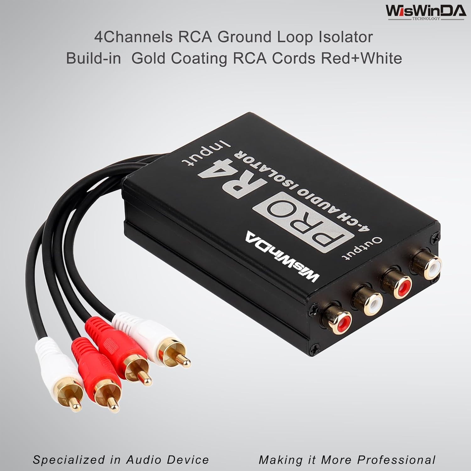 High Quality 4Ch RCA Ground Loop Isolator Noise Filter Hum Eliminator Pro