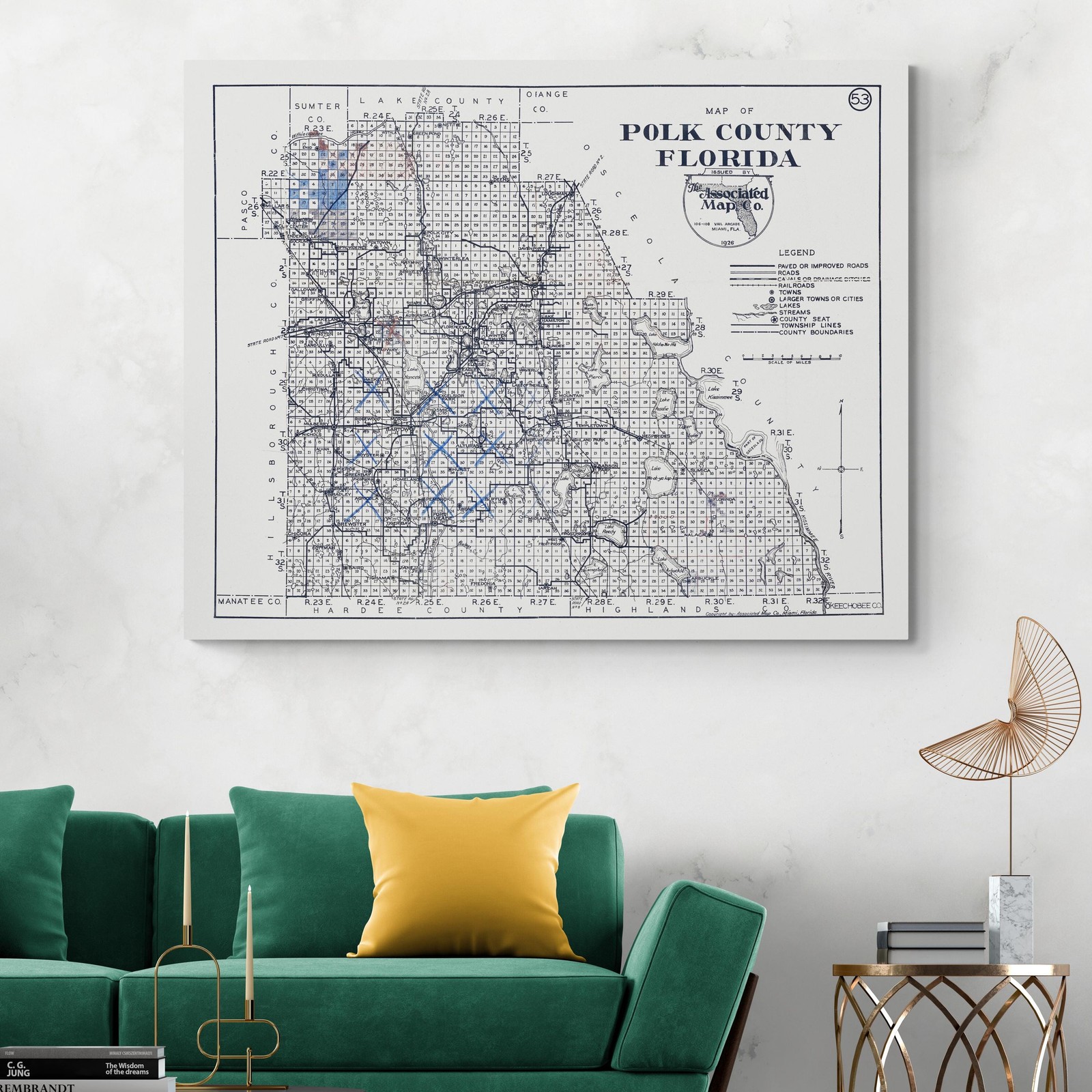 1926 Map of Polk County Florida – Town Plats, Lakes, Railroads & Growth