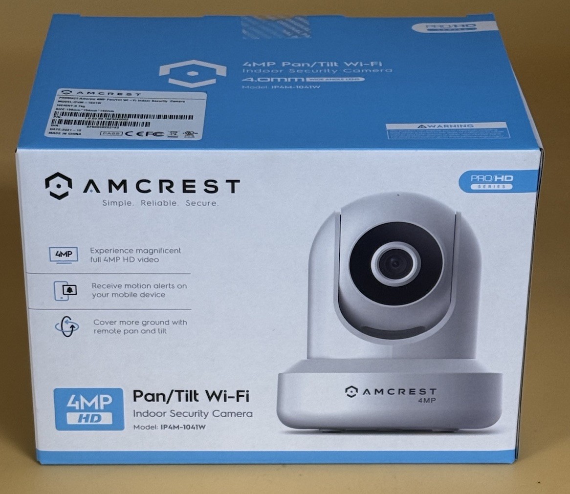 Amcrest IP4M-1041W Indoor Security Camera WiFi 4MP Pan/Tilt PRO HD Series |white