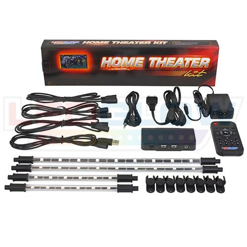 4pc LEDGLOW HOME THEATER MULTI-COLOR LED AMBIENT BIAS BACK LIGHTING KIT w REMOTE