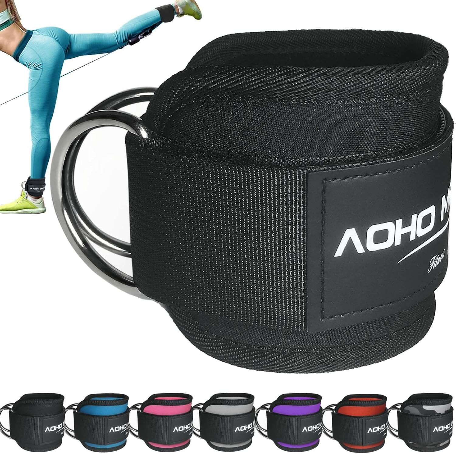 Ankle Strap for Cable Machine Attachments, Gym Single, Black - Single