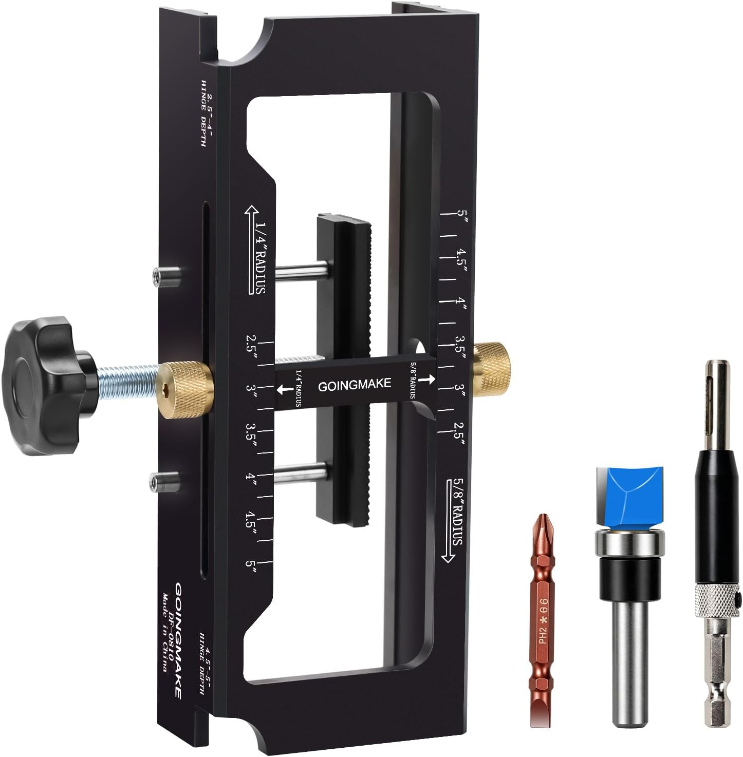Door Hinge Jig, Aluminum Alloy Door Hinge Template Kit for Wood Router, Adjustab
