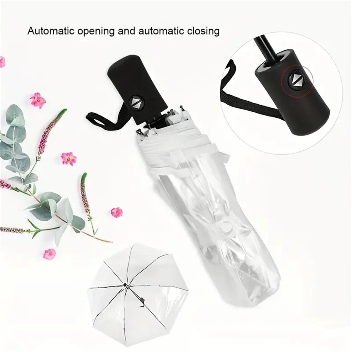 1 piece of fully automatic transparent compact portable automatic tri-fold umbre