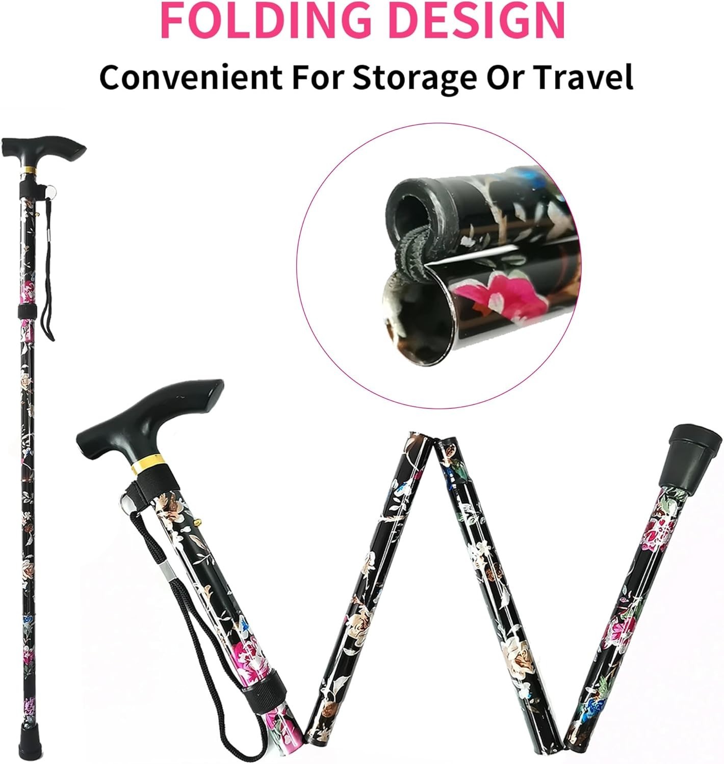 Lightweight Portable Folding Cane with Slip-Resistant Tip - User Friendly Design