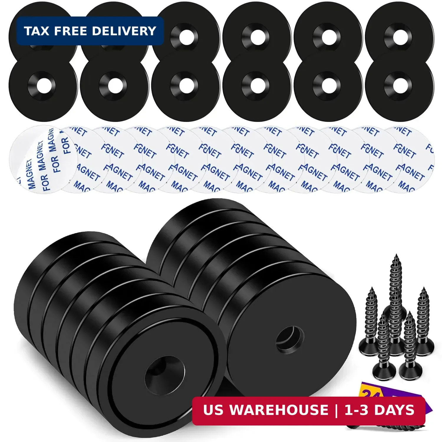 TRYMAG 12 Pack Rare Earth Neodymium Cup Magnets, 80Lbs Heavy Duty with Screw, St