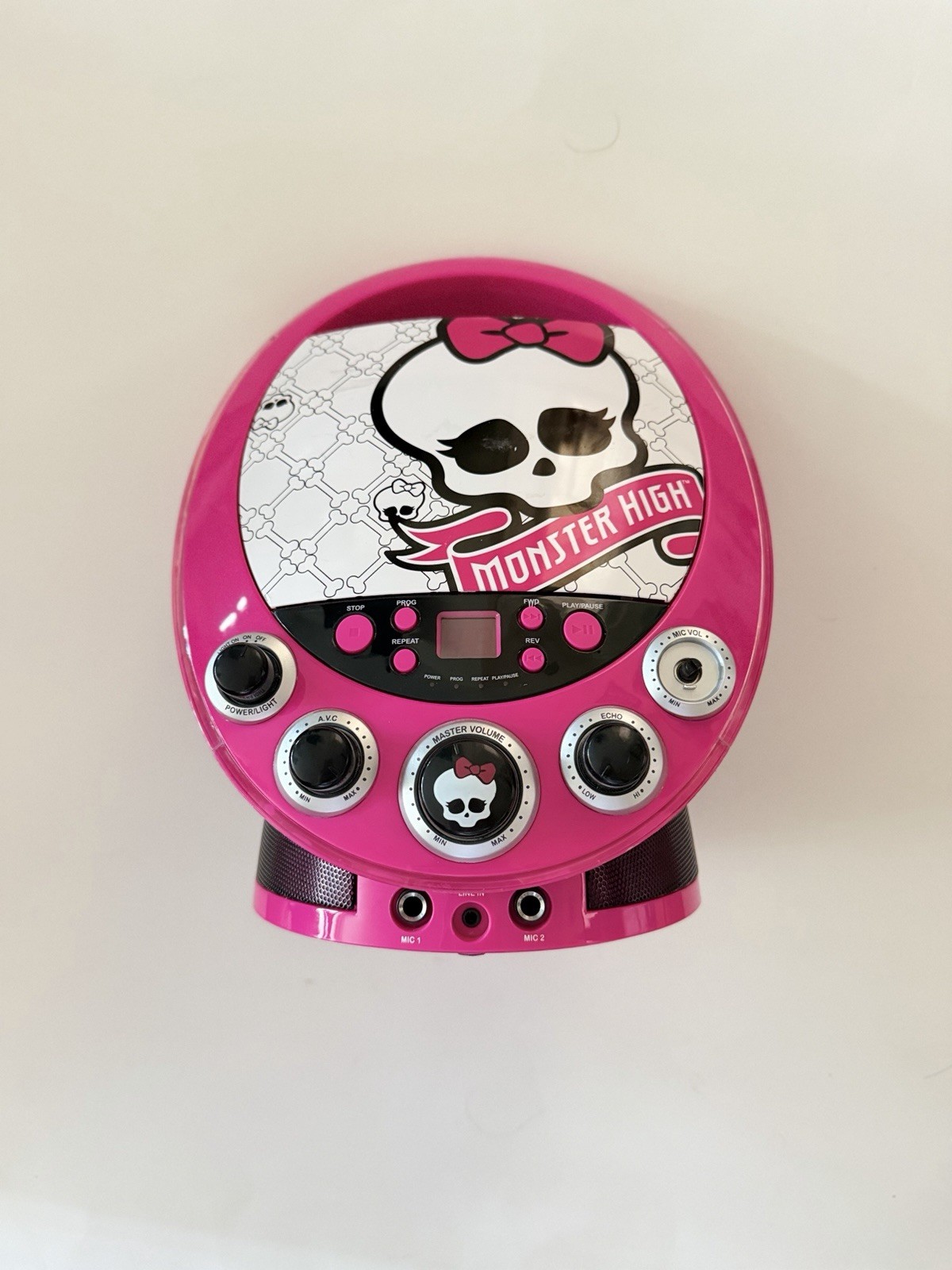 Monster High Disco Party CD Player Karaoke Machine Tested Missing Mic Knob