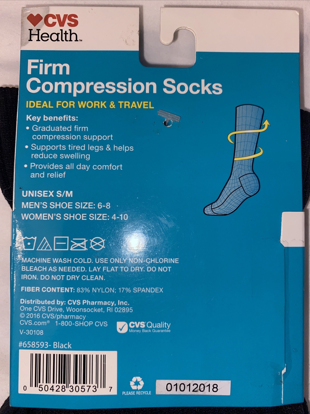 Firm Compression Socks CVS Health unisex S/M