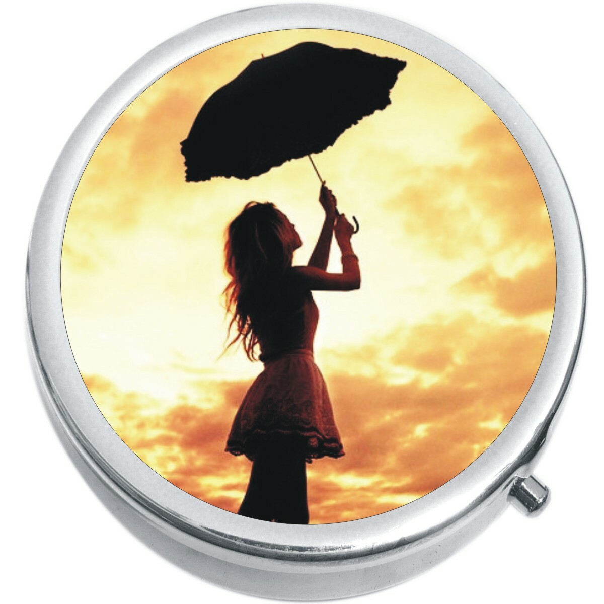 Umbrella Girl Medicine Vitamin Compact Pill Box