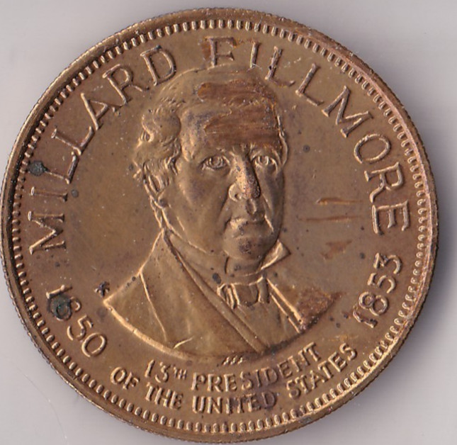 1968 Franklin Mint Presidential Hall of Fame Bronze Coin (Millard Fillmore)