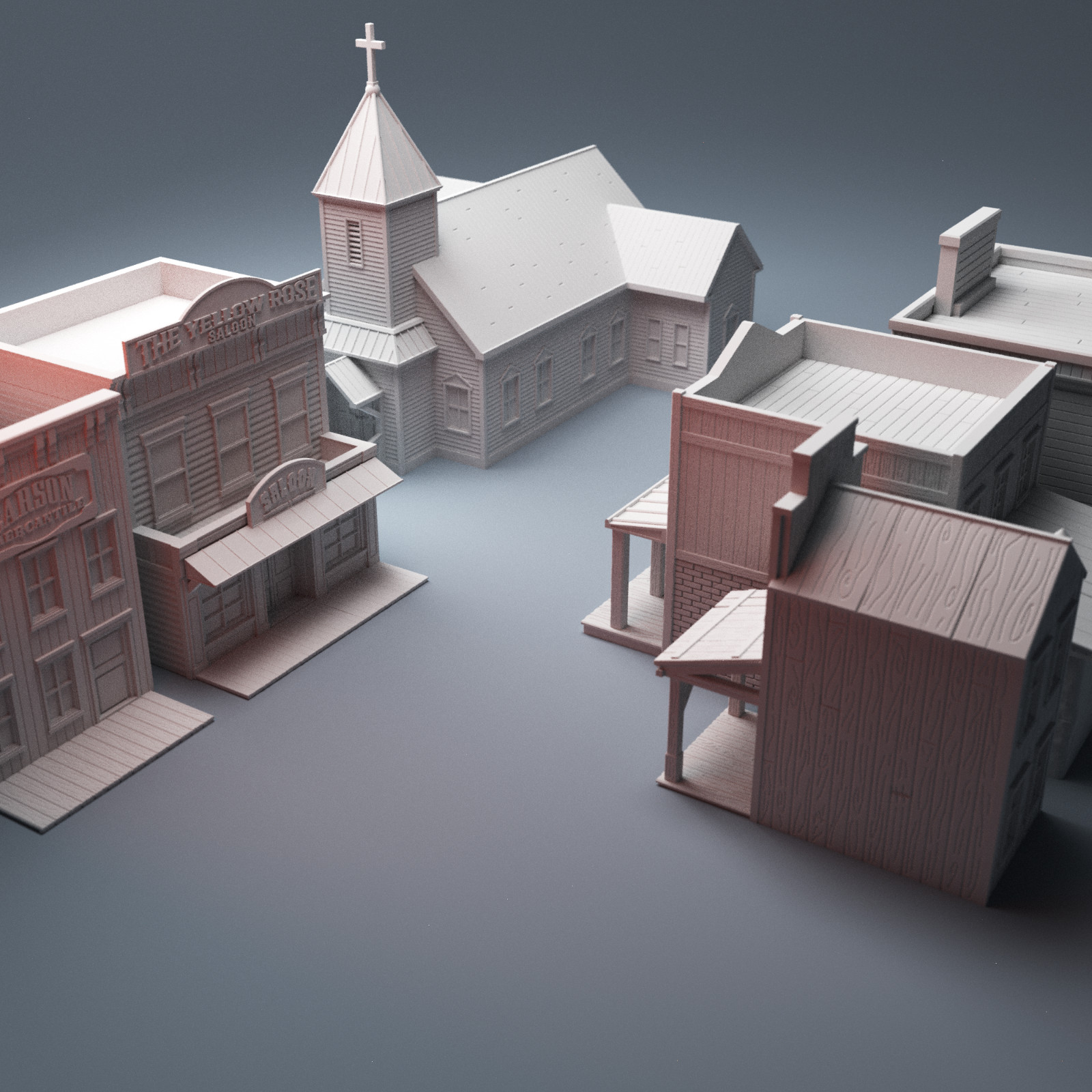 28mm Old West Town Terrain Bundle 6 Wild West Buildings Dead Man's Hand Saloon