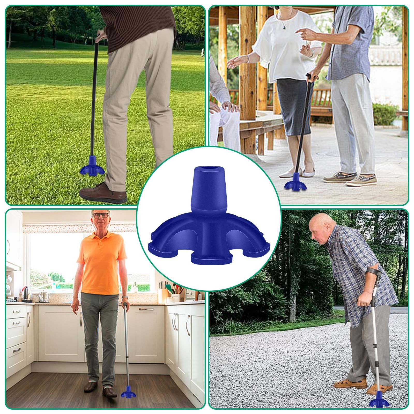 Cane Tip Rubber 3/4 Inch 6 Support Feet Self Standing Walking Stick Replacement